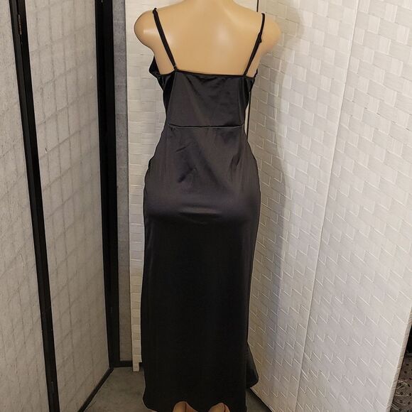 BRAND NEW E.L.H STUDIO HIGH LOW RUFFLE HEM SATIN DRESS - Picture 7 of 15